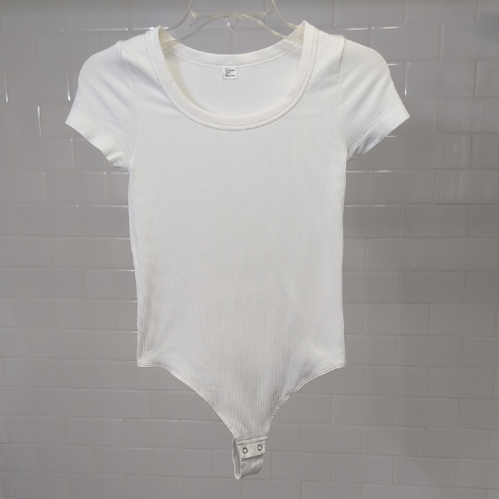White Ribbed Bodysuit
